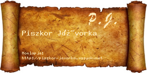 Piszkor Jávorka névjegykártya